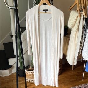 Banana Republic Long Open-Front Cardigan Duster in Snow Ivory Cream XXS